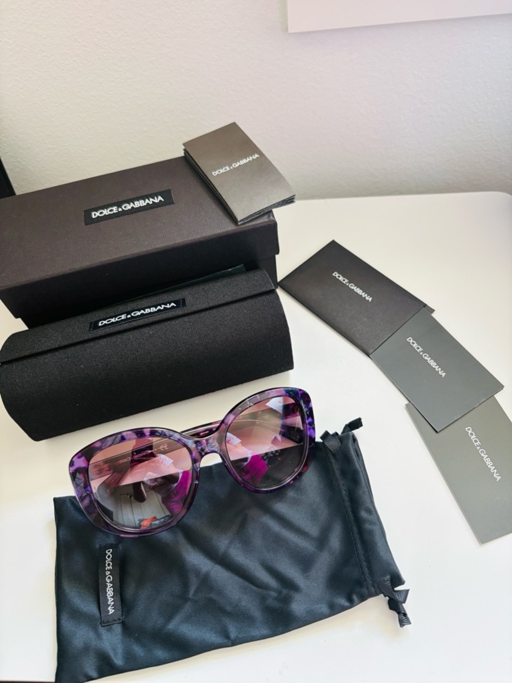 EUC [Dolce & Gabbana] Purple Tortoiseshell Gradient Lens Women's Sunglasses - Picture 6 of 13